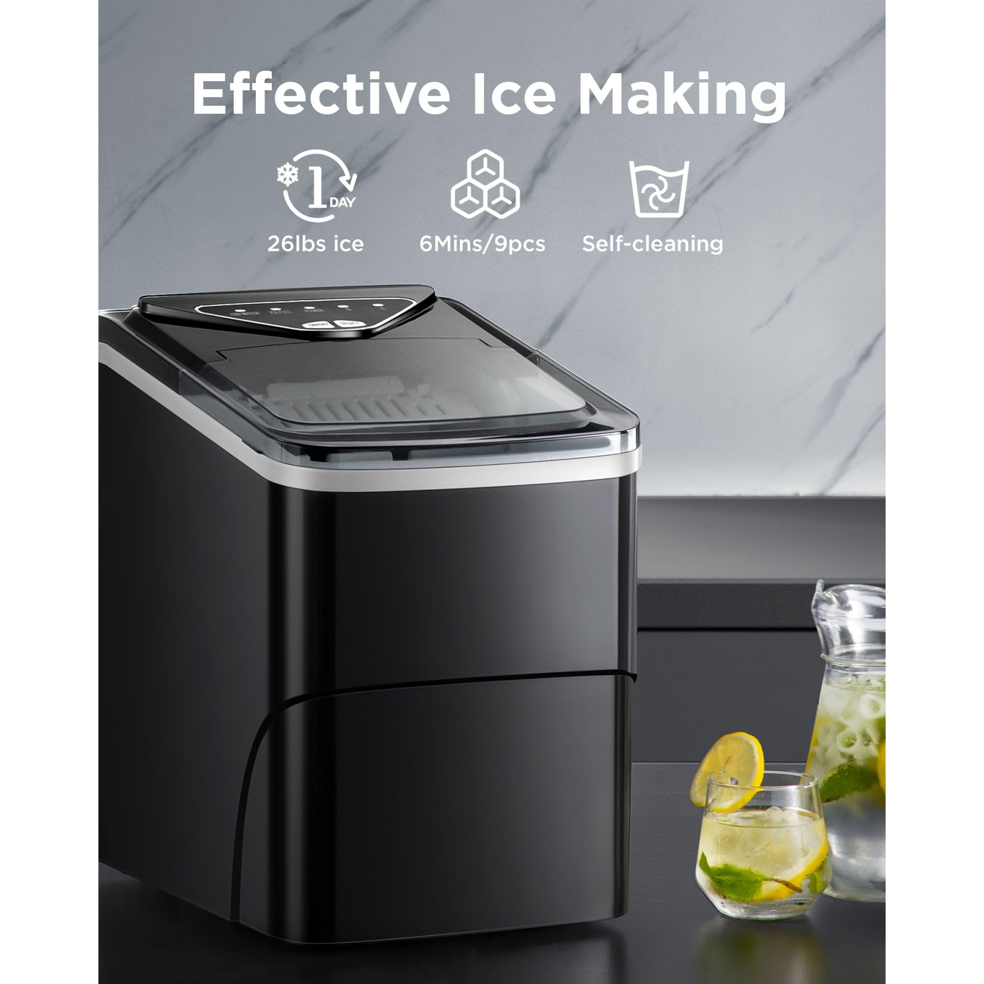 Ice Maker Countertop, Portable Ice Machine With Carry Handle, 26 Lbs Per Day on Fridge.com - View 5