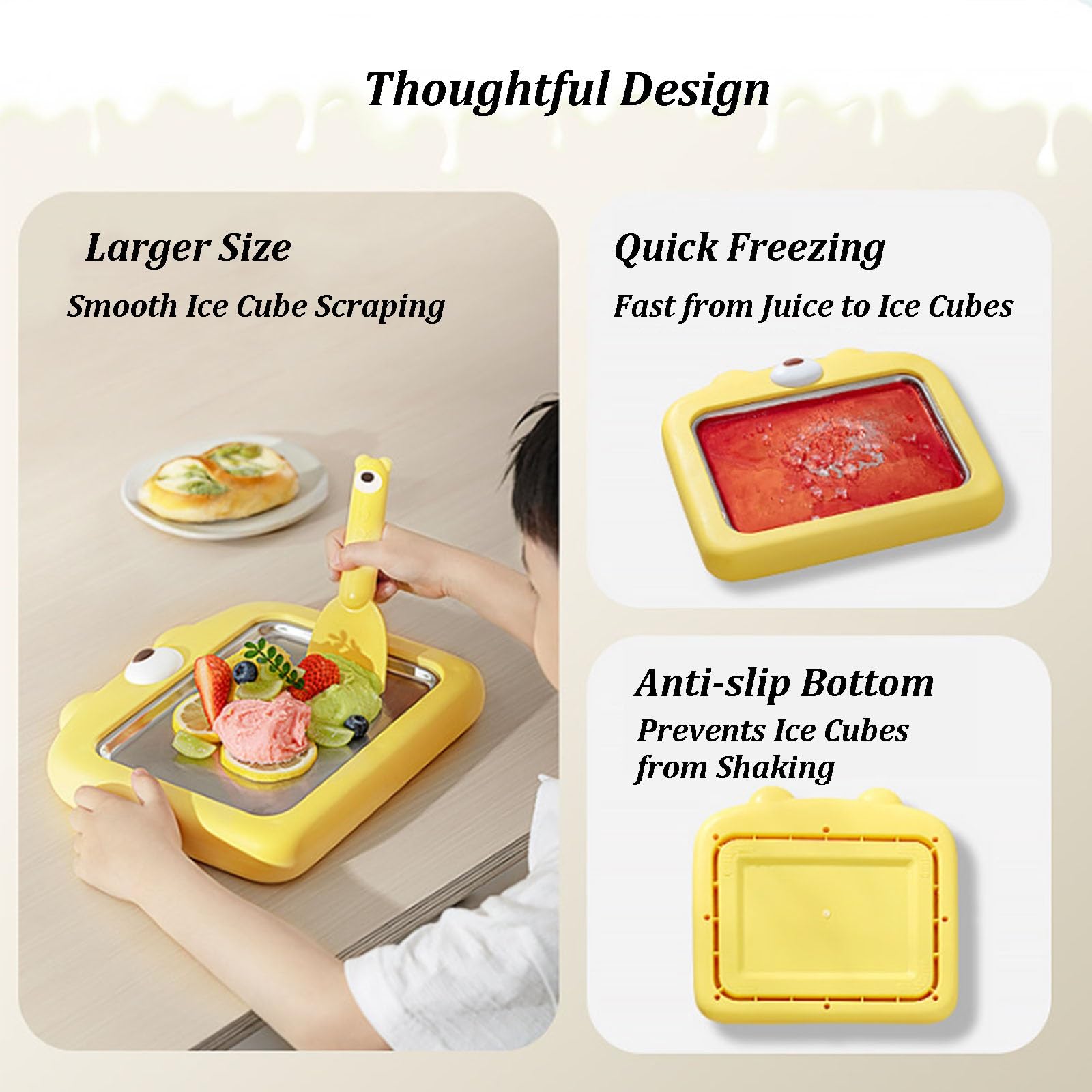 Máquina Para Hacer Helado Instantáneo, Placa De Acero Inoxidable Para Helado Enrollado Con 2 Espátulas Y Almohadillas Antideslizantes, Placa Para Preparar Yogur Helado Casero