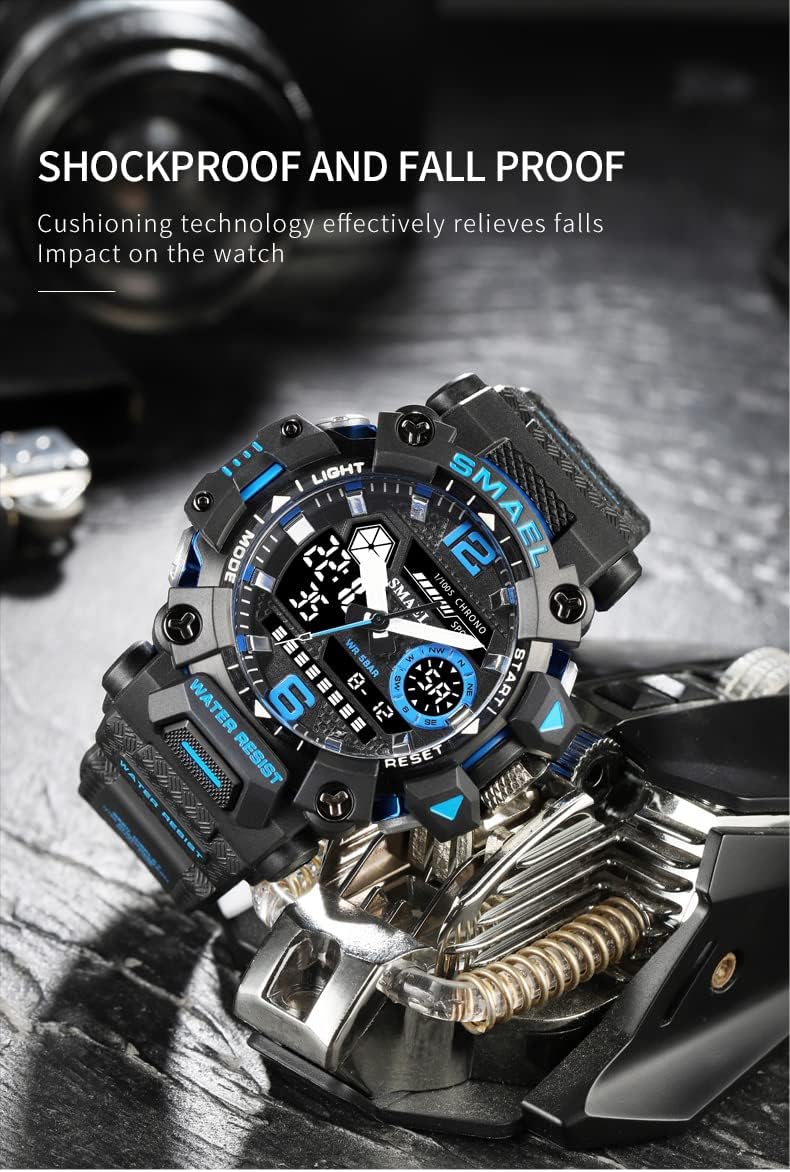 AIMES Mens Watches Sports Outdoor Waterproof Military Watch for Men Tactical Watch Analog Digital Date Alarm Stopwatch Multi-Function Tactics Big Face Wristwatch for Men - Image 3