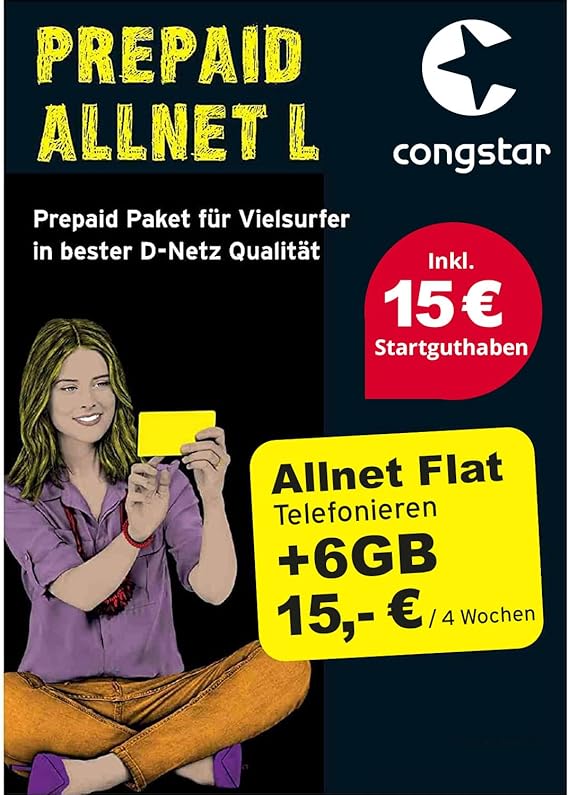 congstar Prepaid ALLNET L Sim-Karte ohne Vertrag I Vielsurfer Prepaid ...