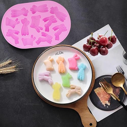 Miniatura 7 de HLCM Moldes de silicona  Molde de silicona de conejo, moldes de rábano de dibujos animados, moldes antiadherentes para caramelos, moldes de