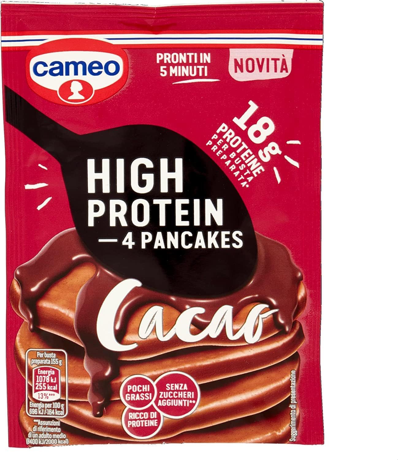 Cameo High Protein Preparato per Pancake al Cacao 70g - Novita [CAIYA® BOX da 10 Bustine]