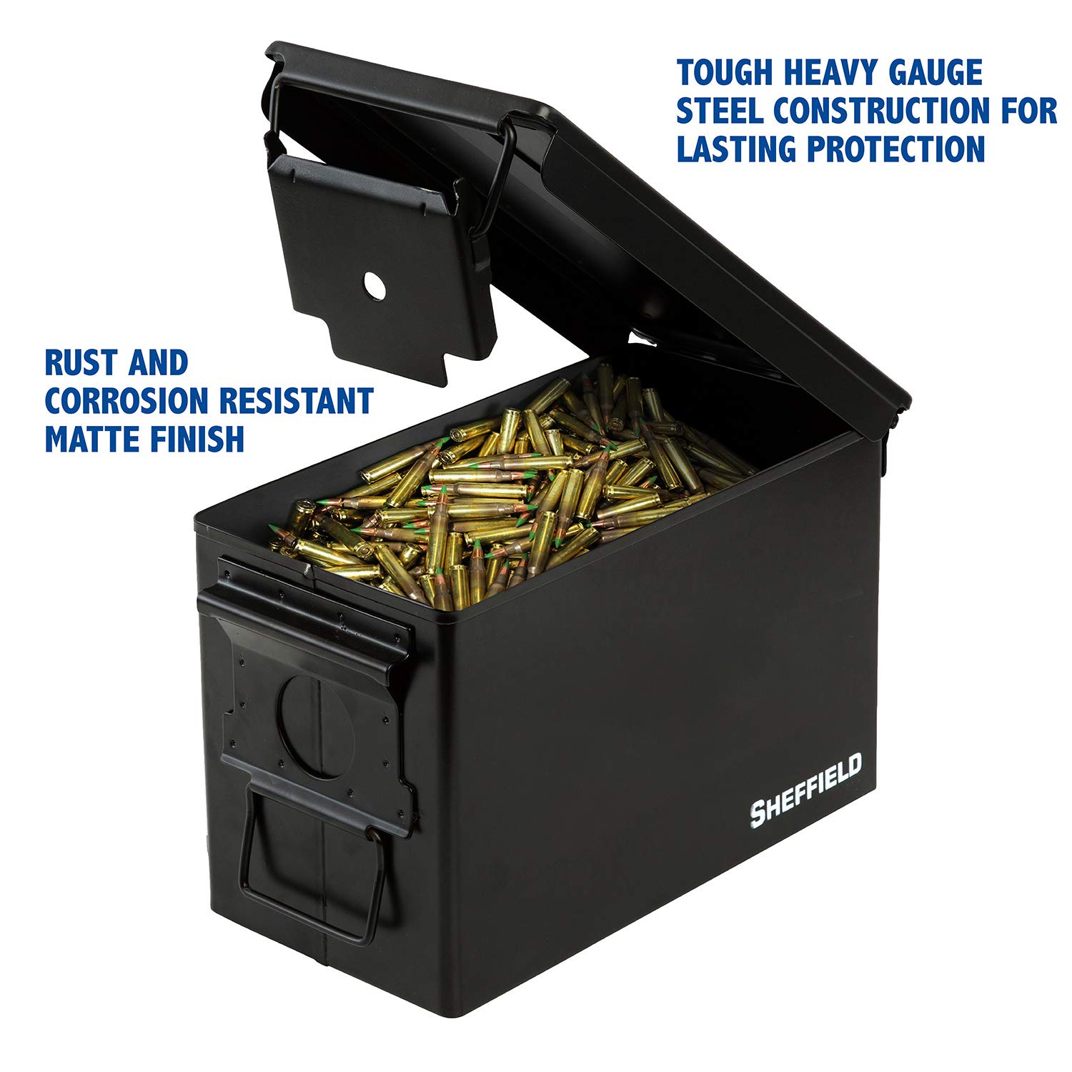 Sheffield Military Style Ammo Can, Airtight and WaterResistant Ammo
