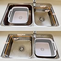 Vista 5 de Lavabo plegable para biberones, contenedor portátil de 2.4 galones para fregadero de campamento de caravana, tina de cocina que ahorra espacio (gris)