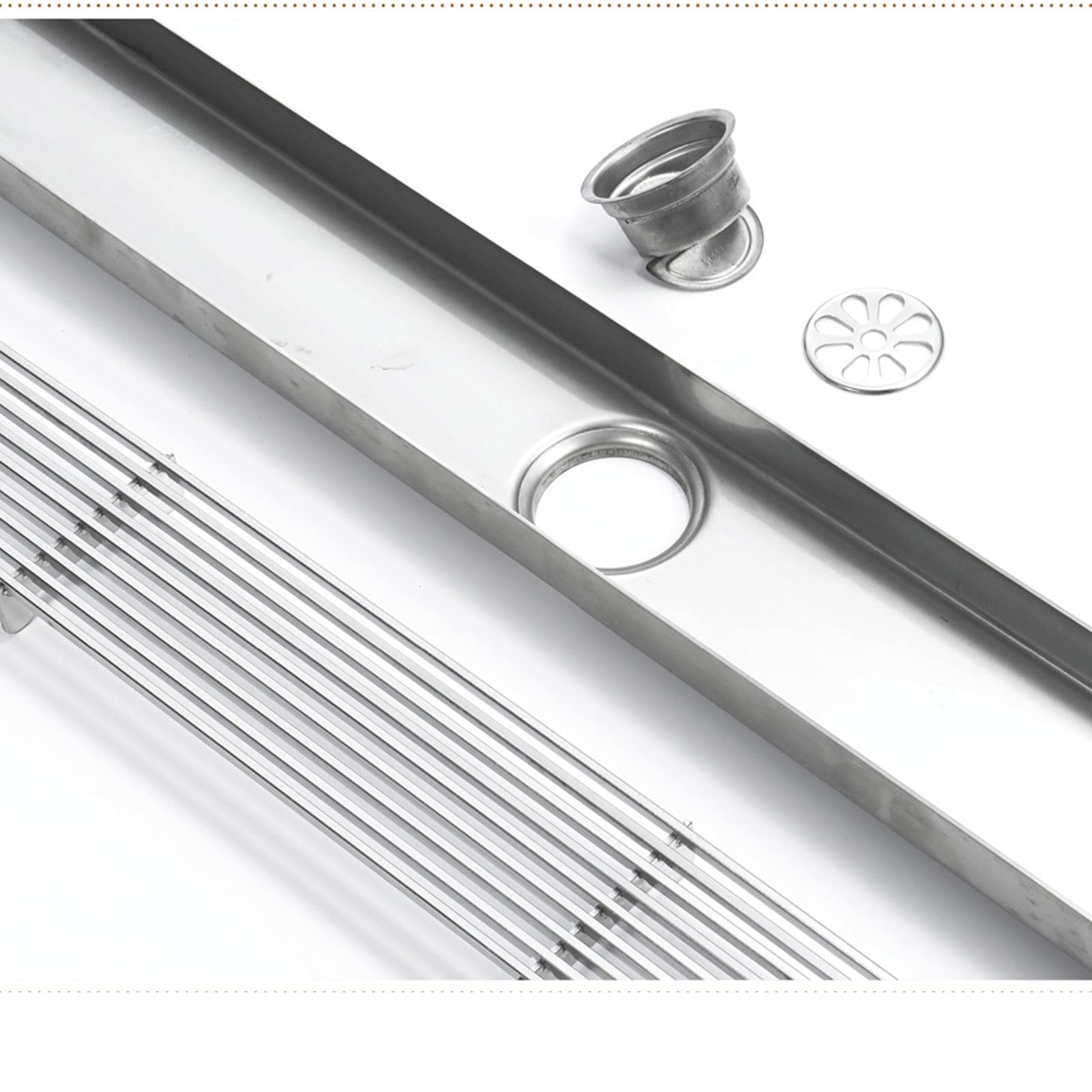 Desagüe De Suelo Lineal Desagüe De Suelo De Ducha Rectangular De Acero Inoxidable Anti Obstrucción Anti Olor para Cocina, Baño, Garaje Y Sótano