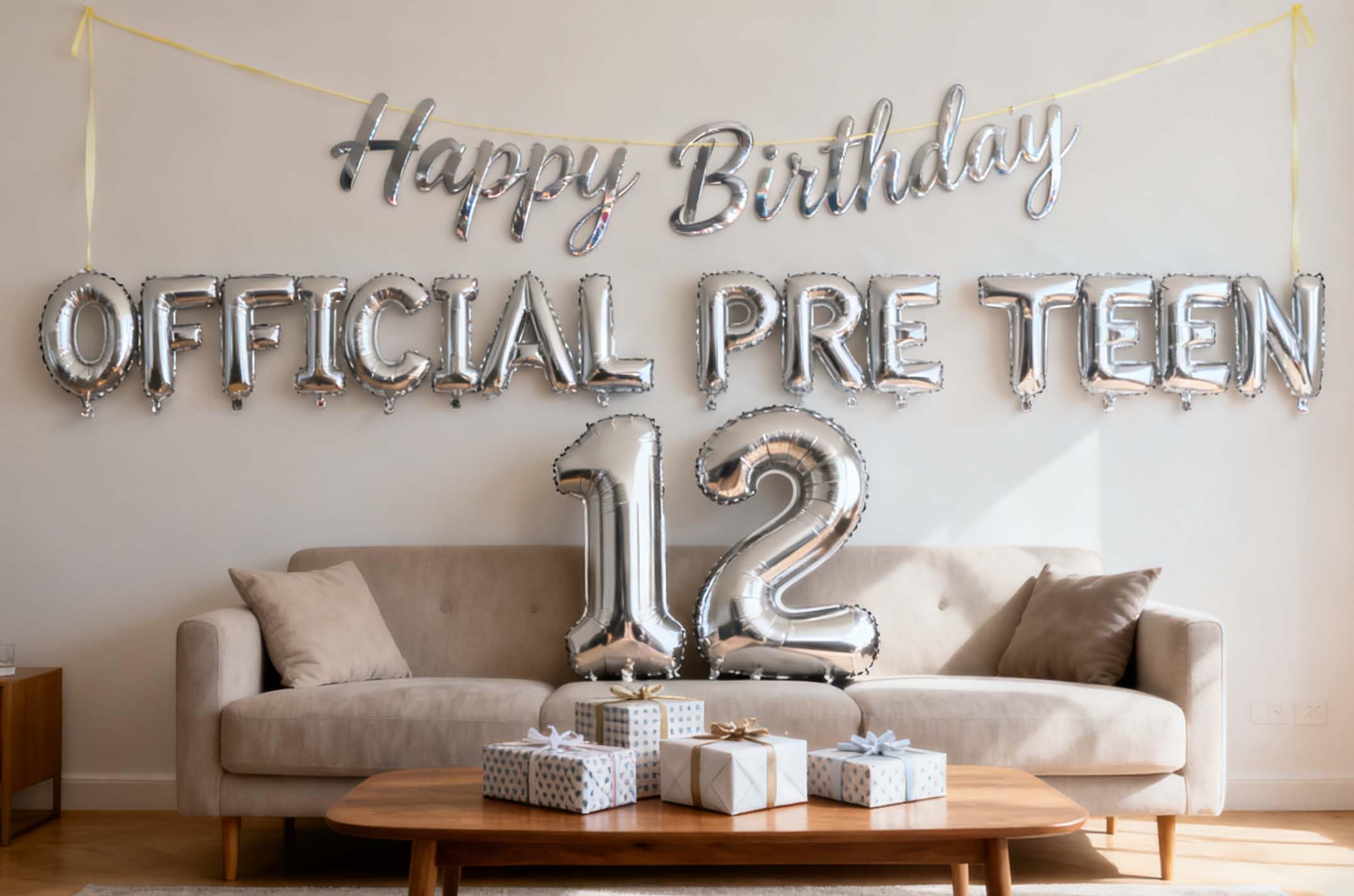 12th Birthday Decorations for Boys Girls, Official PreTeen 12th Birthday Balloon Happy 12th Birthday Banner Number 12 Foil Balloons for 12 Years Old