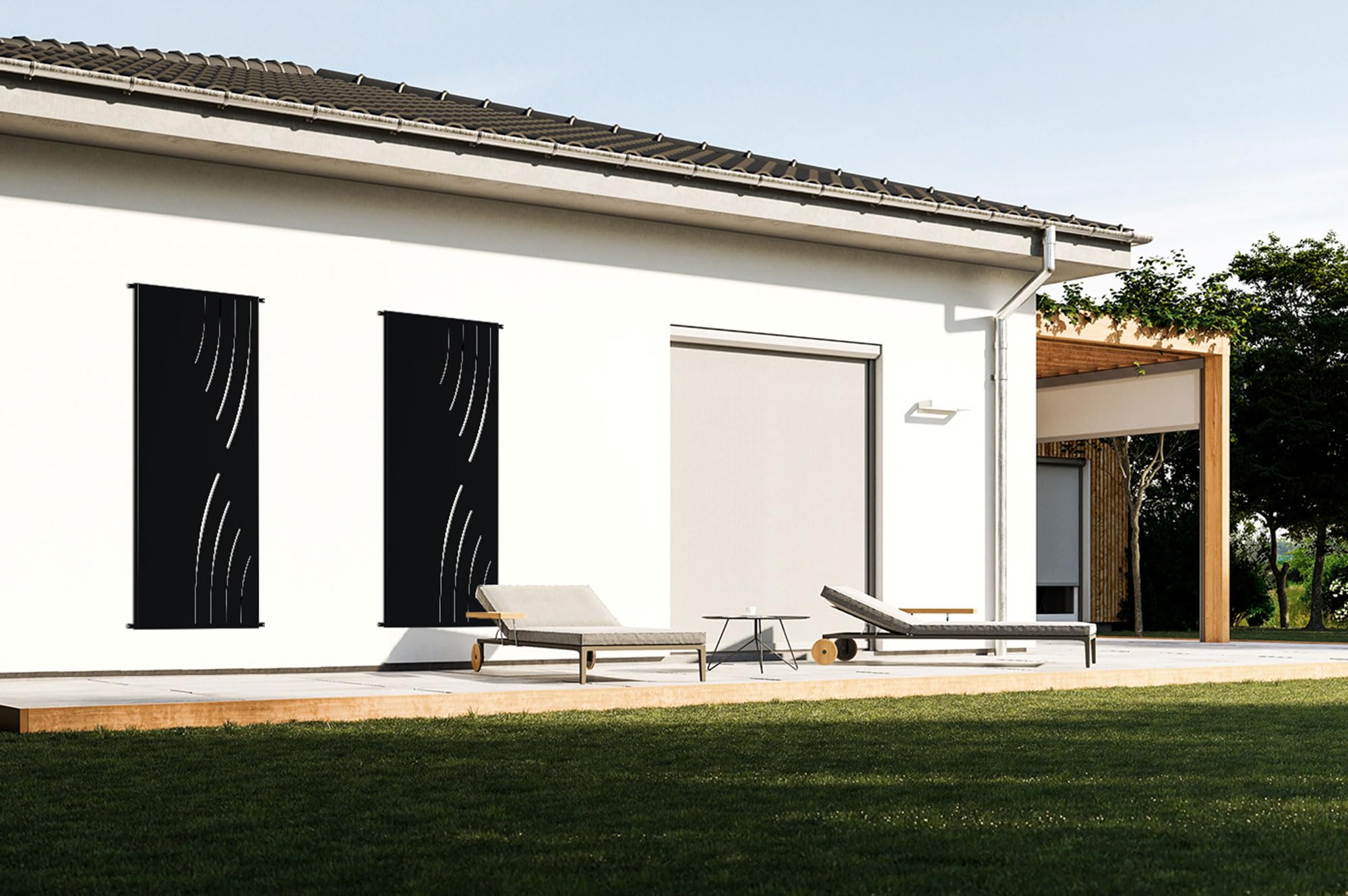 CASANOOV Panneau Décoratif VELETA 160x60 cm (1,6x0,6 m – 1 m²) Acier Noir – Motif Nature Côté Droit – Brise Vue Occultant Extérieur – Fixation Murale ou Sol – Panneau Jardin Terrasse Durable Moderne