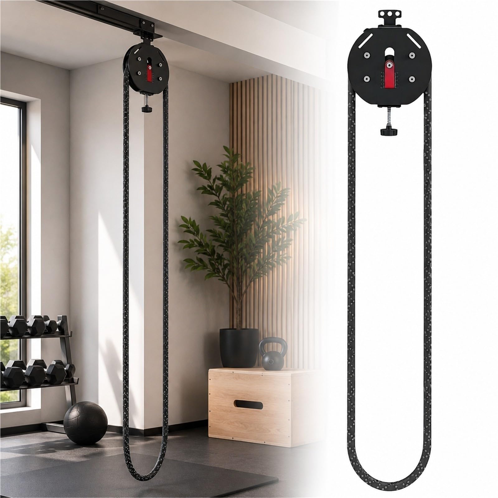 Sistema de polea de Cable, Entrenador de Cuerda sin Fin | Equipo de gimnasio en casa con resistencia ajustable for la coordinación corporal.