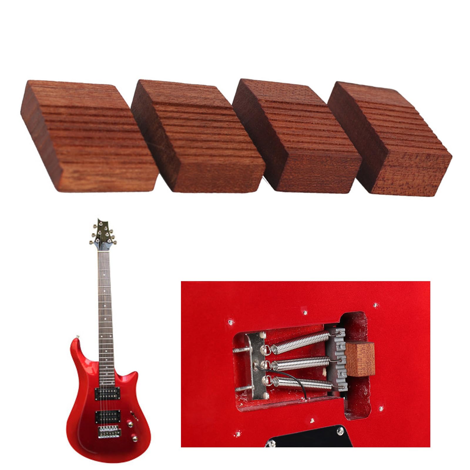 Schwimmende Tremolo-Setup-Blöcke, Holz, E-Gitarre, Tremolo-Slider, 4 Größen, Holz, Gitarre, schwimmender Tremolo-Tremolo-Tremolo-Keil, 4 Stück