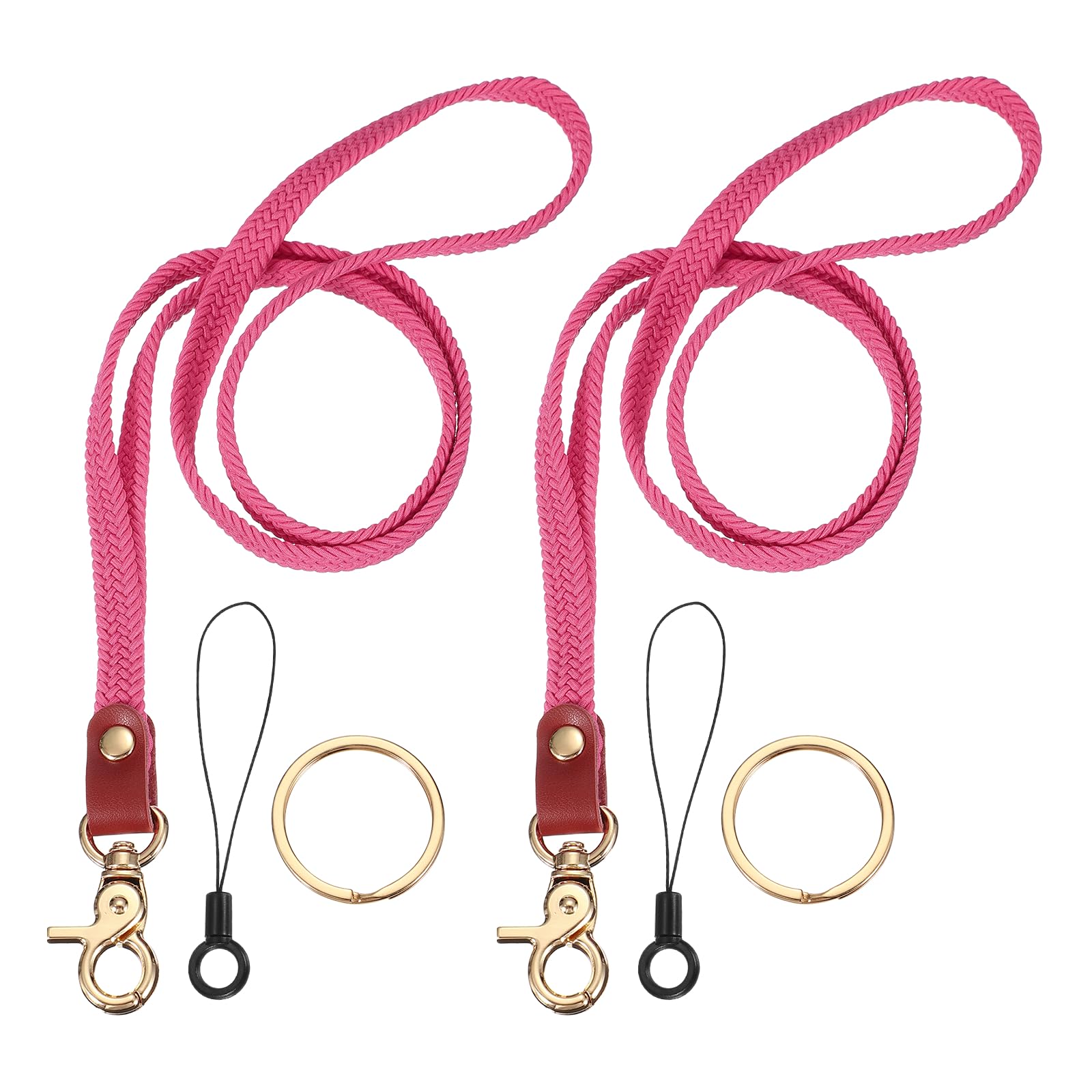 PATIKIL 2Pcs Stretchy Lanyards, Retractable Neck Lanyards with Lobster Clasp Elastic Long Keychain Holders for Teacher Women Men Holding Id Badges Wallet Phone, Orange Pink
