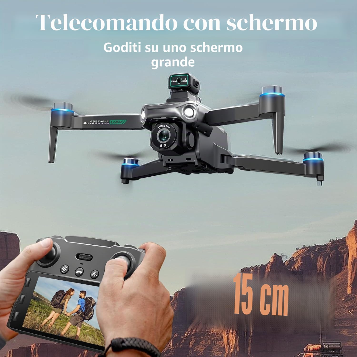 OBEST GPS Drone con Telecamera 4K, Wifi FPV Drone Professionale con Motore Brushless,120° Telecamera Regolabile Motorizzata,Evitare Gli Ostacoli,Radiocomando con Schermo,7.4V Batteria
