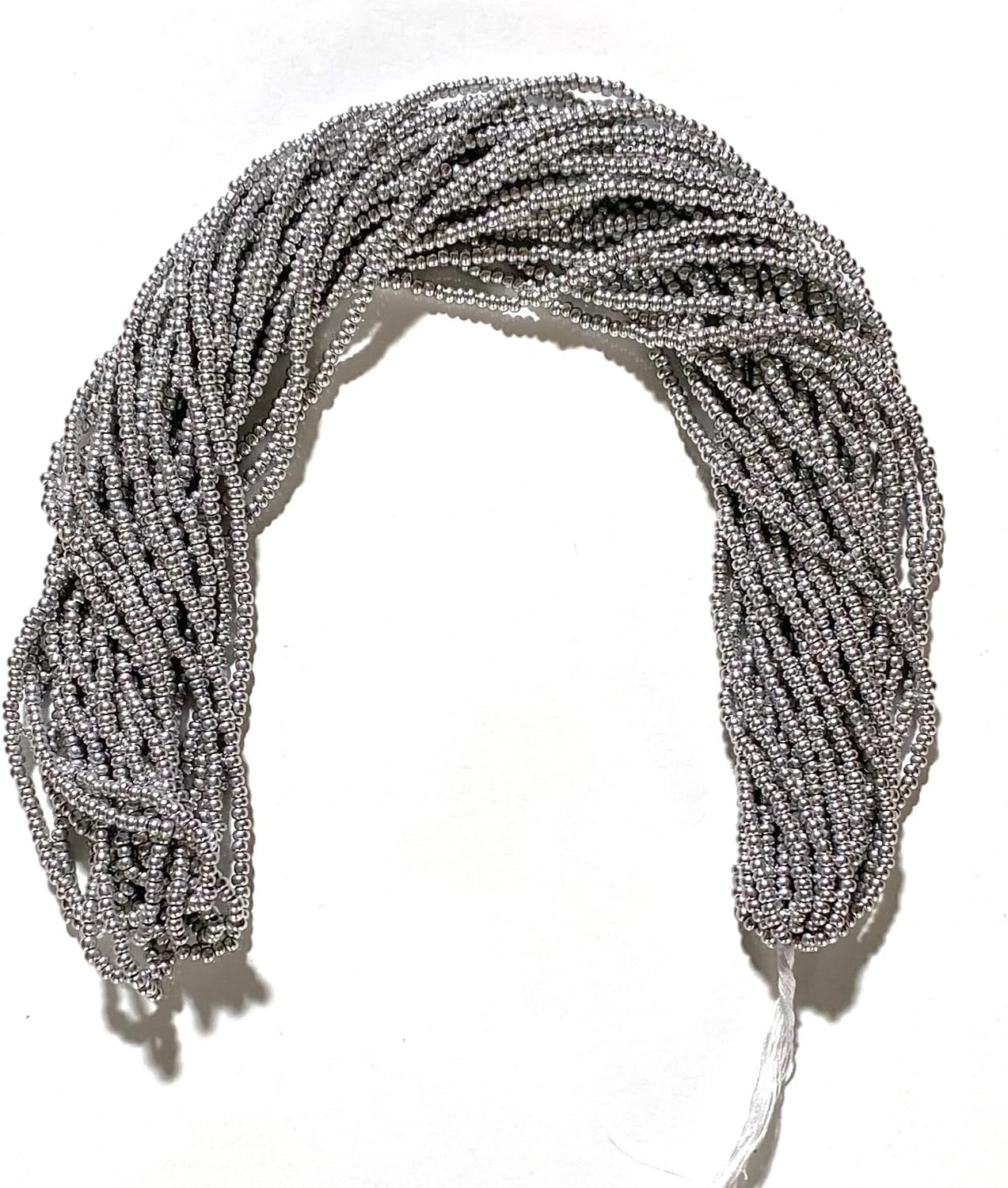 Czech 11/0 Glass Seed Beads - 12 String Hanks, Aluminium Silver Color (Aluminium Silver)