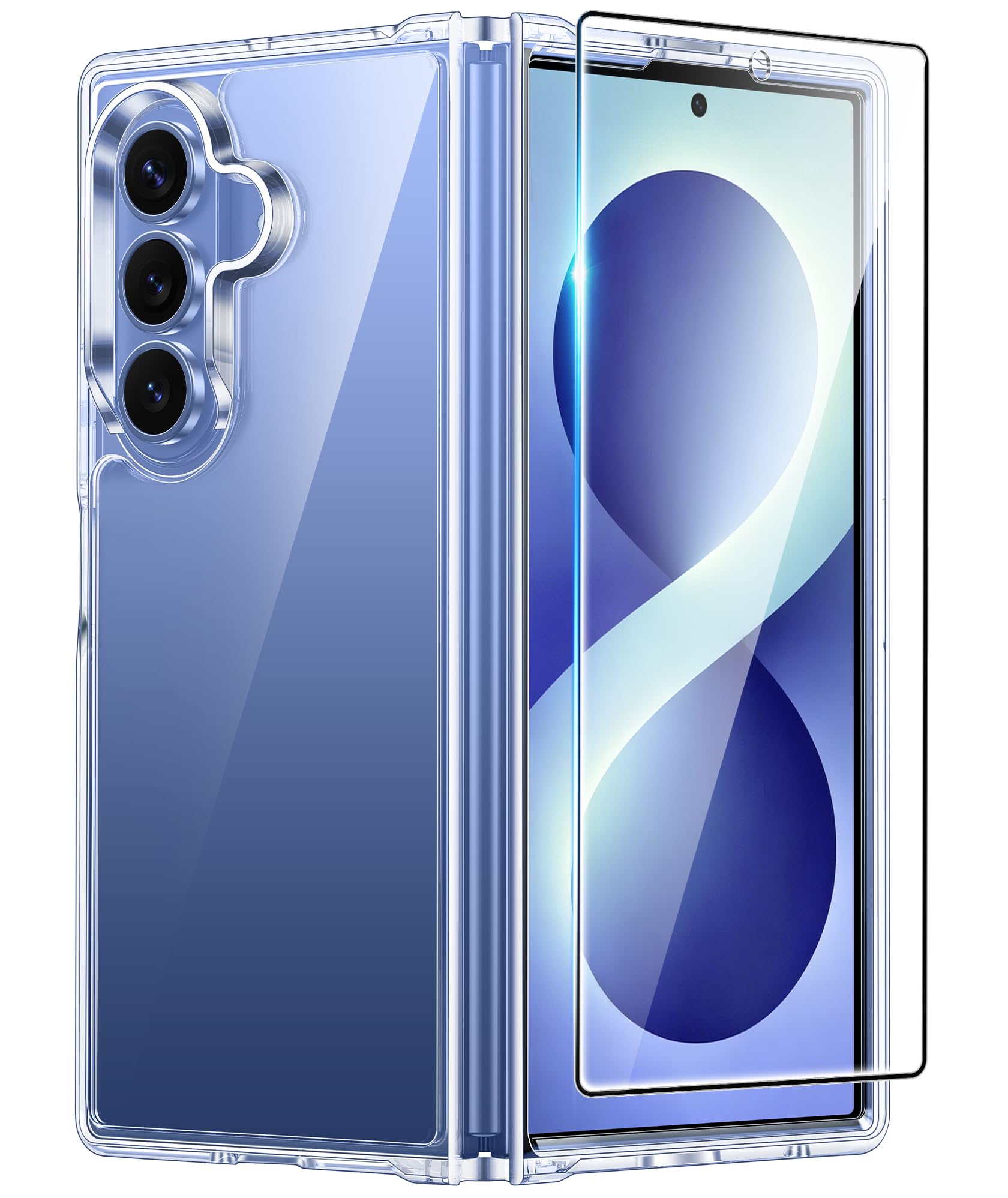 FNTCASE for Samsung Galaxy Z-Fold-8-Ultra Case Samsung Z Fold 7 Clear Case | Screen Protector, Military Grade Drop Protection, Slim Phone Cases, Shockproof Protective Bumper, Transparent Cell Cover