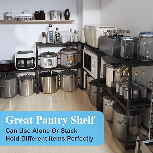 Miniatura 6 de Estantes de almacenamiento de metal expandibles, estantes resistentes de 110 libras y almacenamiento para ollas, sartenes, pequeños