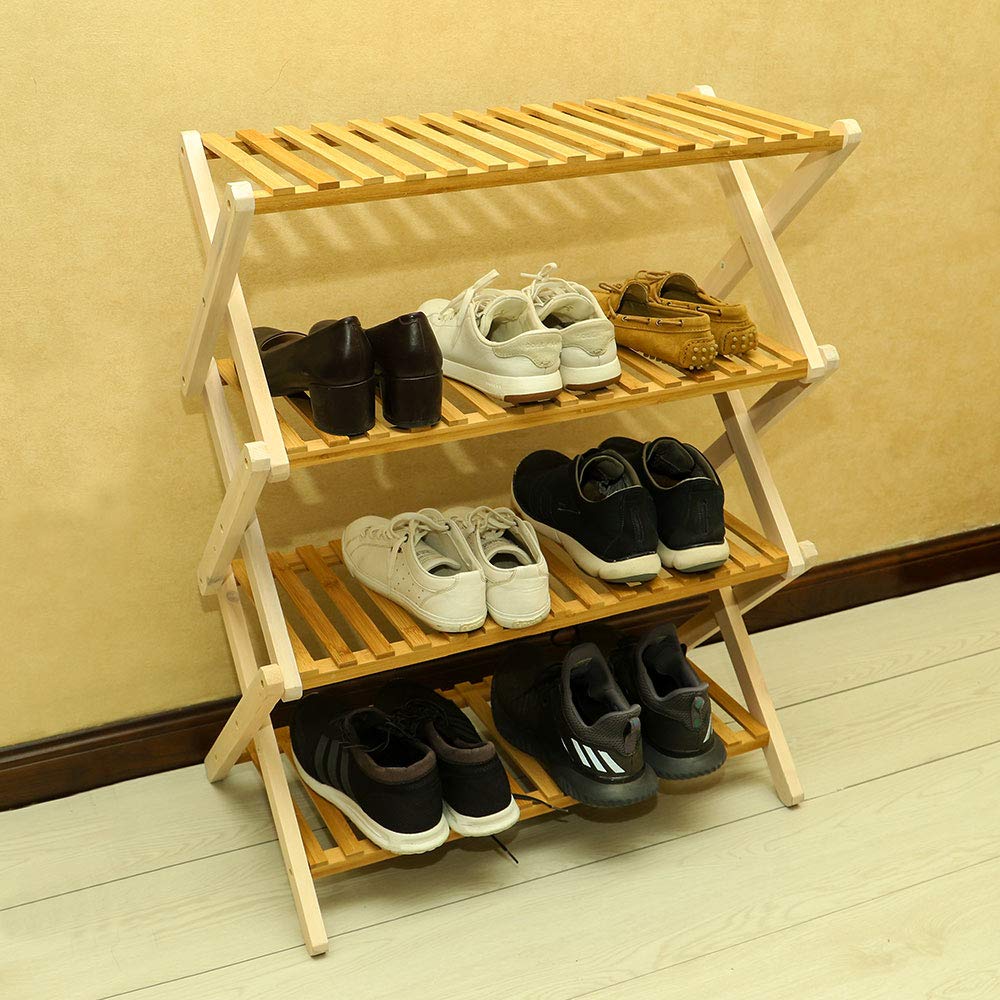 Buy YATAI 4 Tier Bamboo Shoe Rack FreeStanding Foldable Wooden Shelf