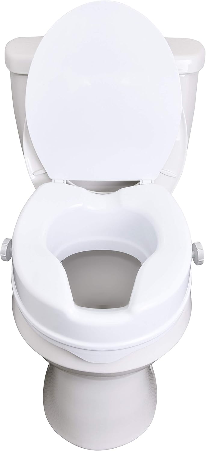 Vaunn Medical Clamp-On 4" Height Raised Toilet Seat Riser for Standard Size Round Toilets (16.5'') NOT for Elongated Toilets: Health & Personal Care