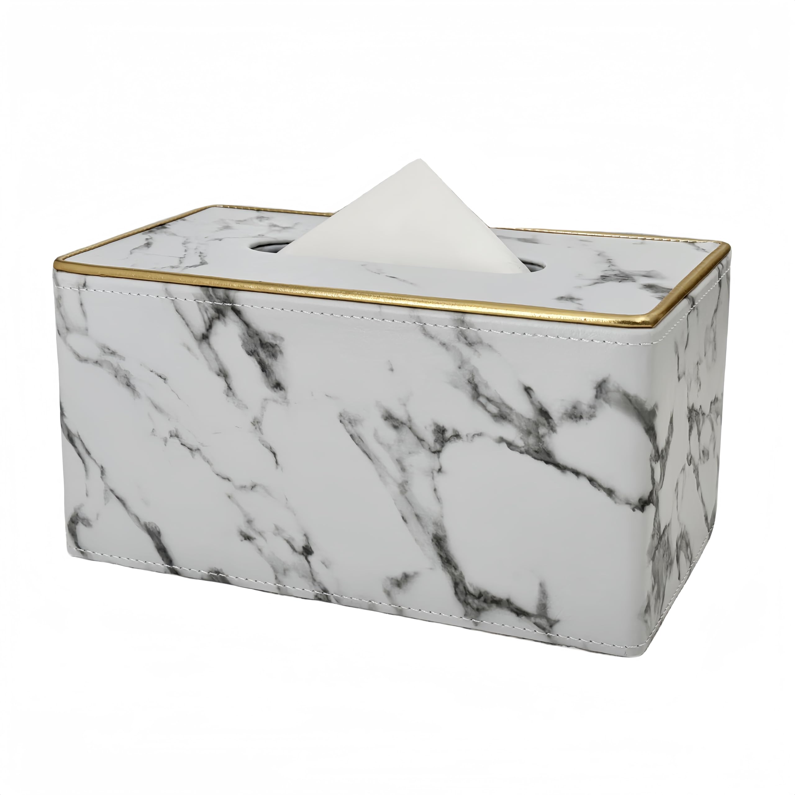 PU Leather Tissue Box, Napkin and Facial Tissue Holder, Pumping Paper Case,Suitable for Home,Office,Restaurant,Bar and Hote Etc (Marble)