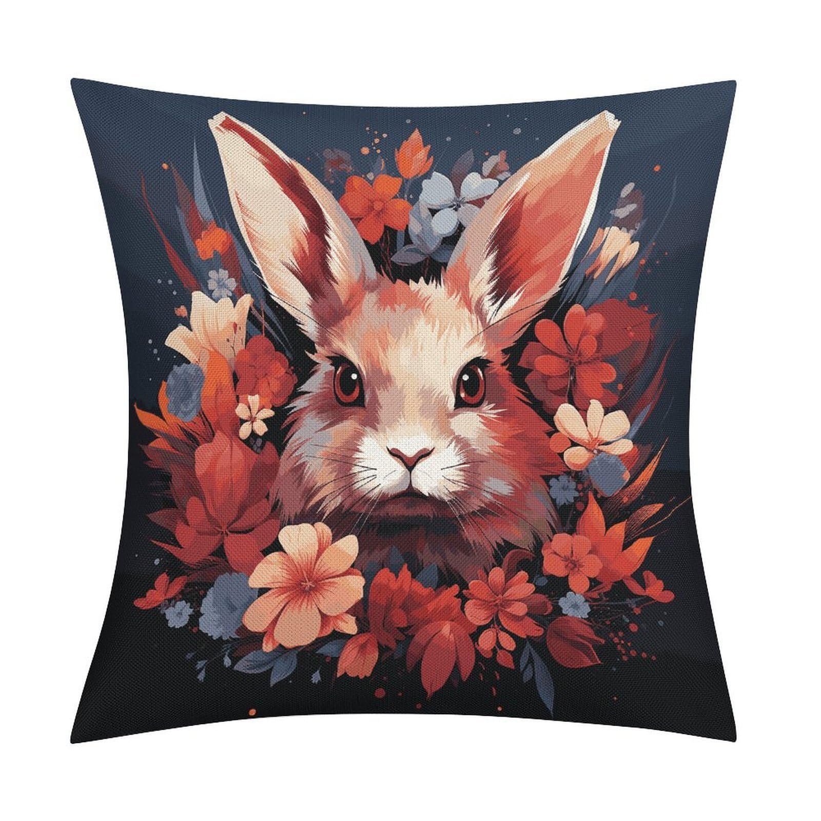 Fodpand Style Easter Bunny Pillow Covers 18X18 Inch, Pillow Cases Boho Farmhouse, Throw Pillow Covers For Couch Sofa Bed Spring Home Decor