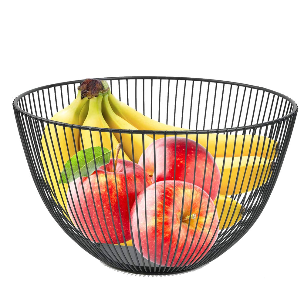 Buy Black Wire Fruit Basket, Large Metal Fruit Round Wire Fruit Trays