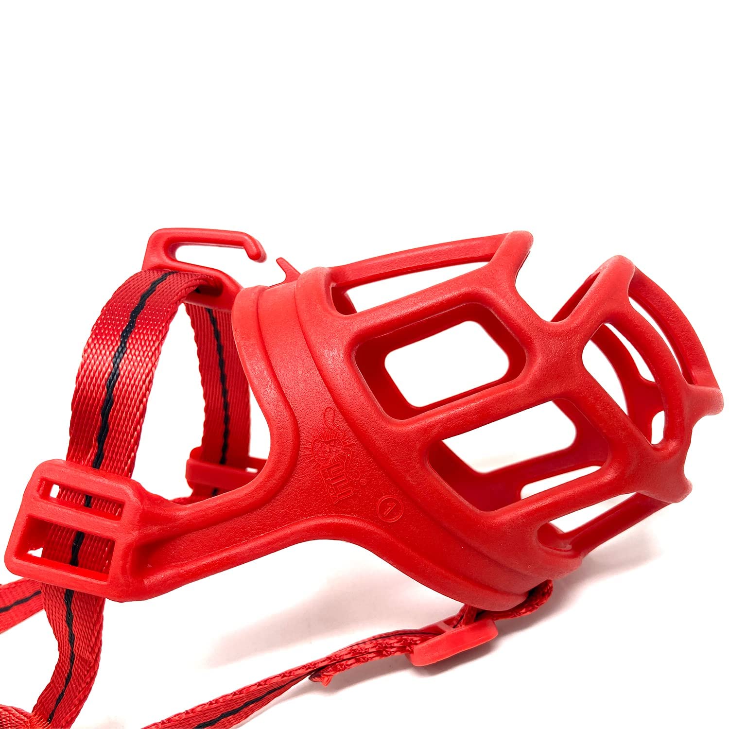 BRONZEDOG Dog Muzzle Bite Guard Only for Small Puppy Ultra Soft Built with Safe Material with Adjustable Strap Size Small (1 No.) (red Color) 2