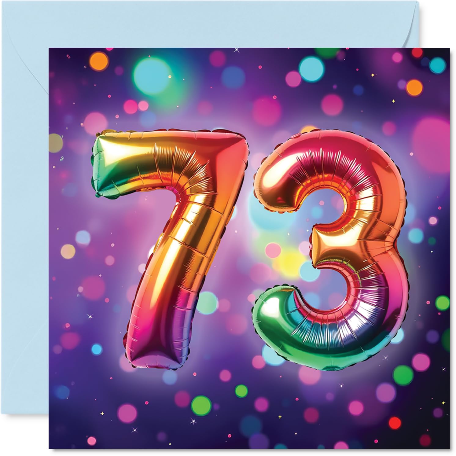 73rd Birthday Cards for Women and Men, Rainbow Foil Balloon