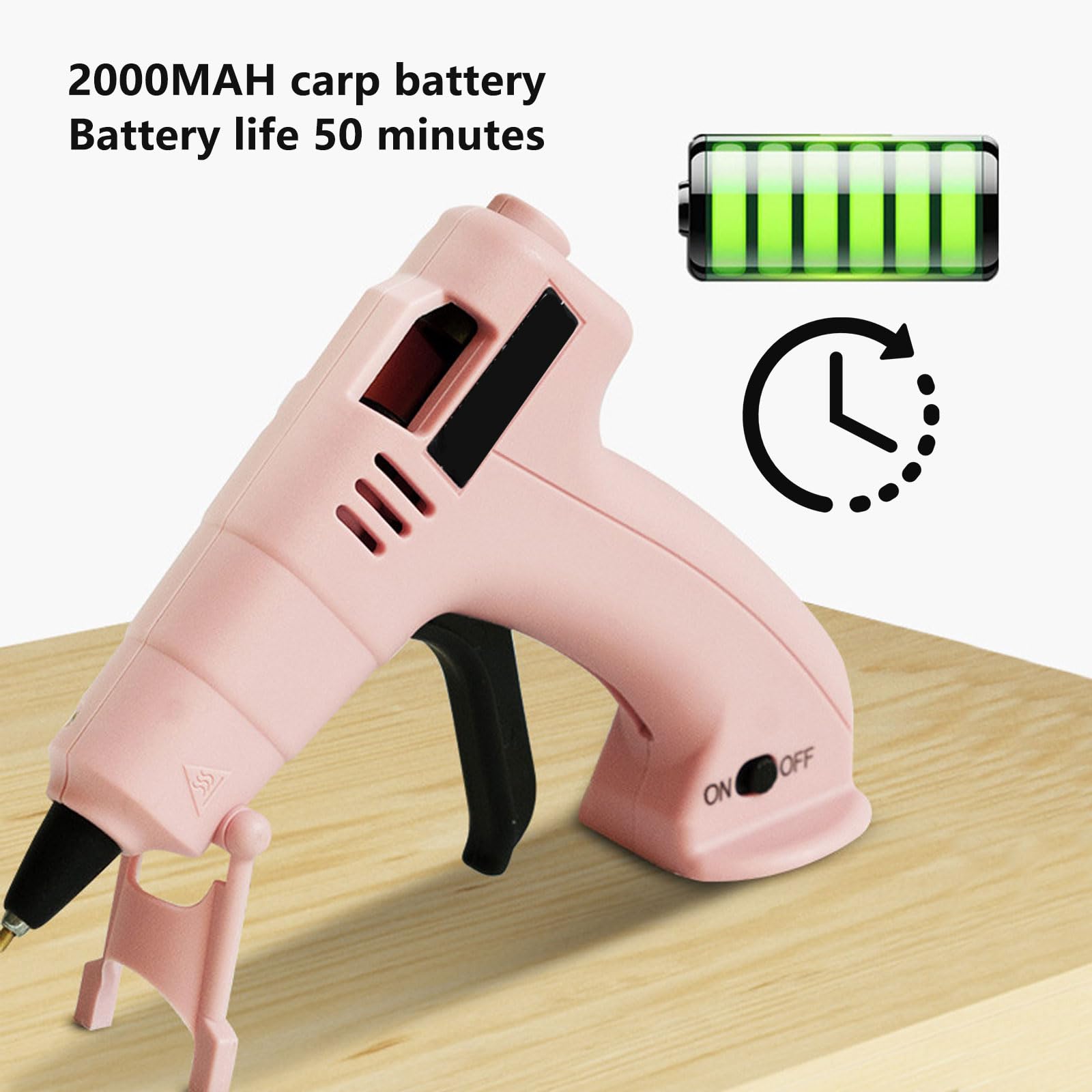 AIZYR Pistolet À Colle Chaude Pistolet À Colle Thermofusible Sans Fil, Pistolet À Colle Thermofusible À Préchauffage Rapide Avec 20 Bâtons De Colle Chaude Pour L'artisanat, Le Bricolage, L'art