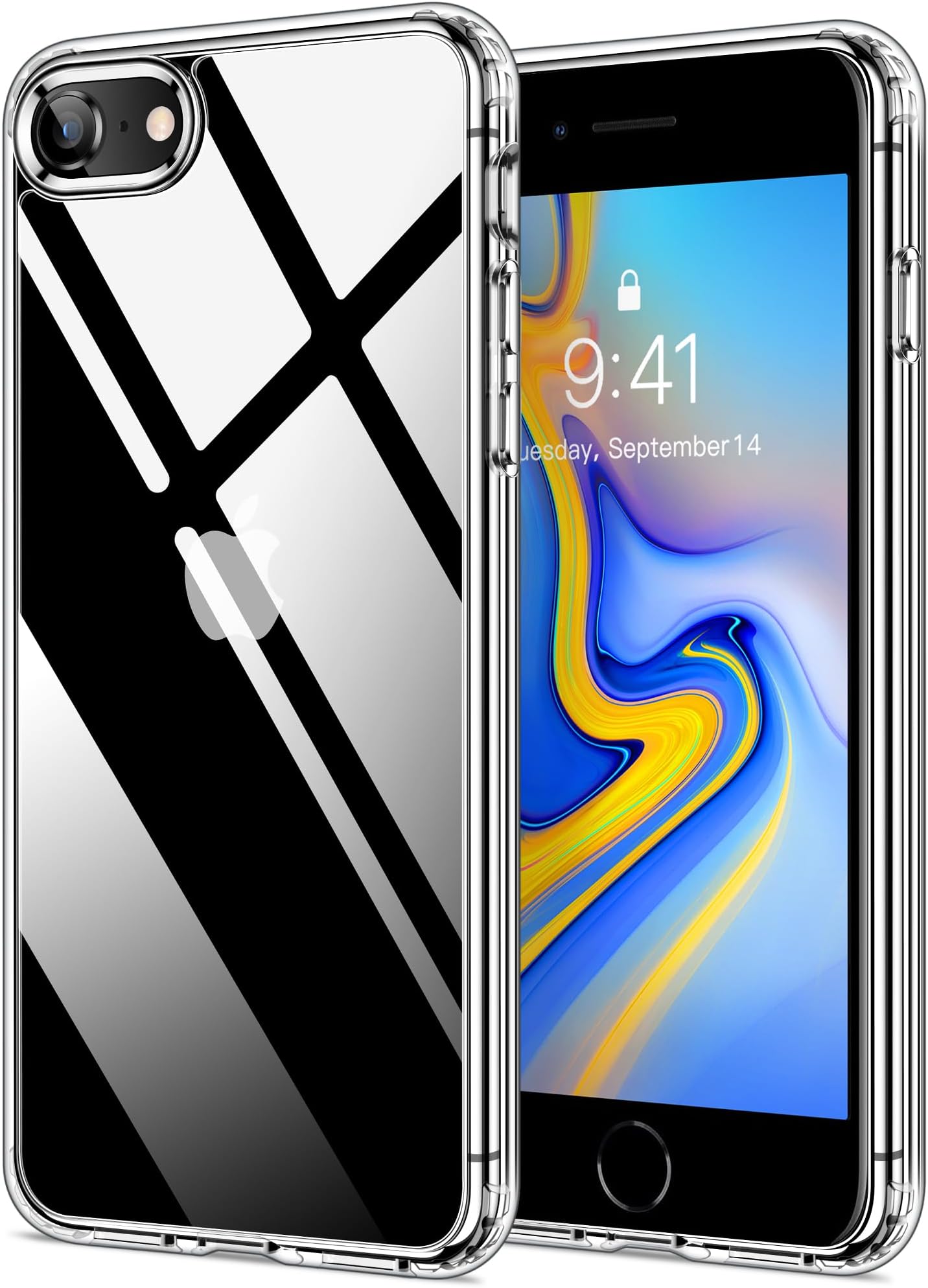 Cover In Silicone Morbido Verco Per IPhone SE 2 / 8 / 7 – Custodia Sottile Antiscivolo Con Bordi Rialzati, Colore Nero Opaco