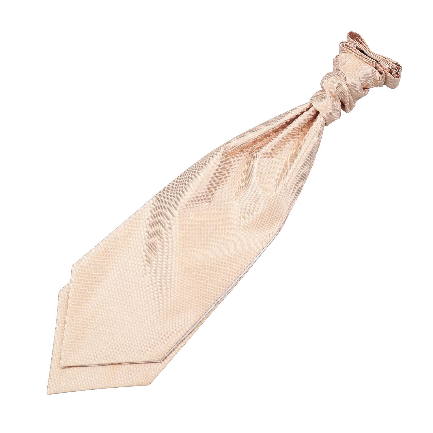 DQT Mens Solid Check Pre-Tied Scrunchie Cravat – Wedding Formal Ruche Ascot Cravat - Champagne