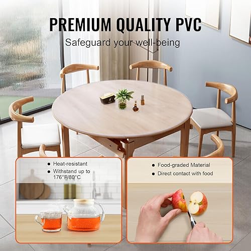 Miniatura 3 de VEVOR Protector transparente para mesa, 48 pulgadas 48.425 in, mantel de plástico PVC de 0.059 in de grosor, protector de escritorio impermeable