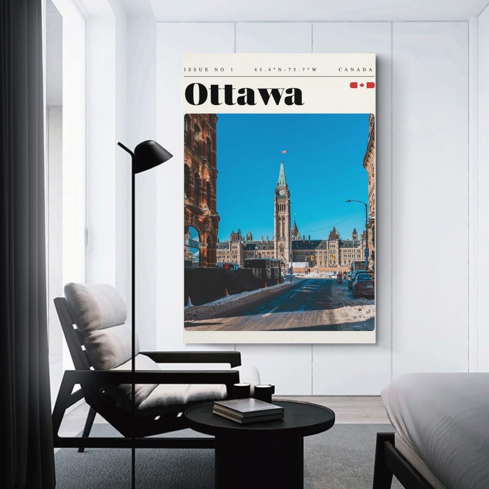 Junmoney Decorative Canvas Print Ottawa Ontario Travel Art, 24x36inch(60x90cm), for Home Office, Desk Area Or Studio, Home Office Artwork with Decorative Appeal