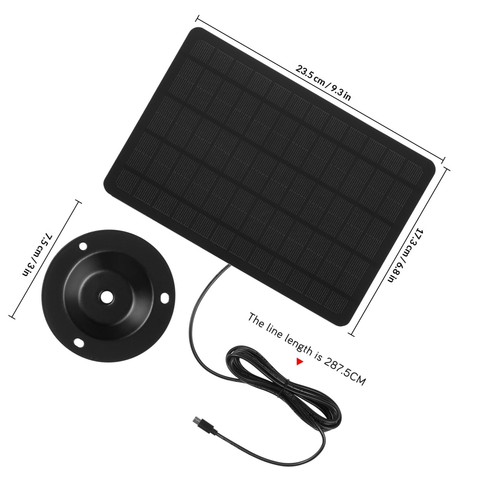 Pannello Solare per Ricarica in Silicio Monocristallino 20w | Montaggio a 360°, Installazione Flessibile, Staffe di Fissaggio e Tasselli Inclusi