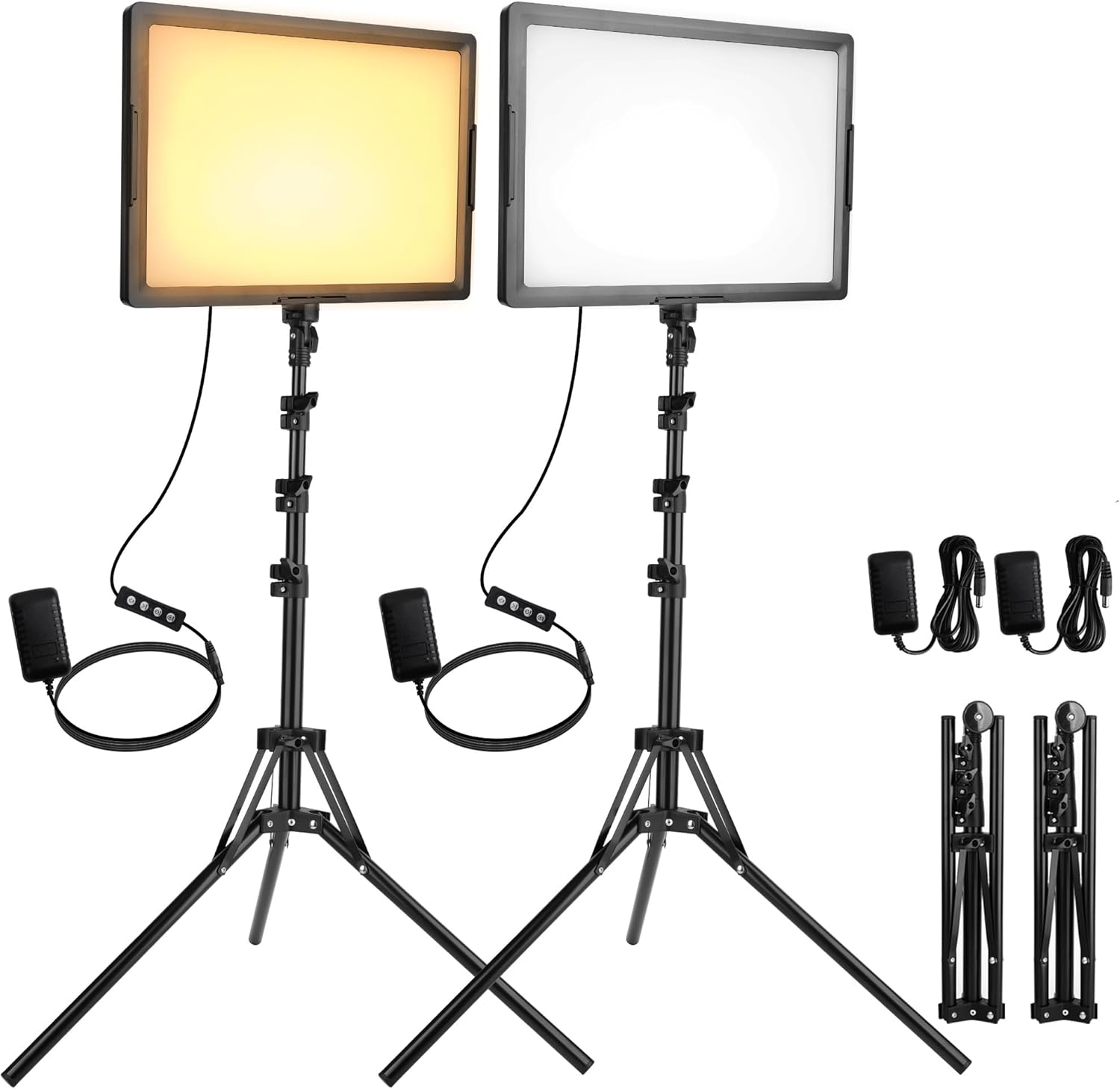 20W Luz LED Foto Video 2-Pack, Ci-Fotto Luces LED Continua Bicolor 2800-6500K Regulable, 175cm Kit de Iluminación Fotográfica CRI 97+ 2000LM para Estudios, Youtube TikTok Grabación de Video,Streaming