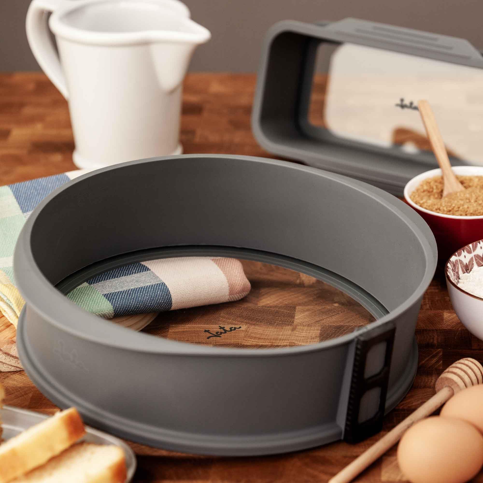 JATA HMOL1124 - Backform aus Silikon, Kuchenform, abnehmbar, Glasboden, antihaftbeschichtet, flexibel, geeignet für: Ofen, Gefrierschrank und Spülmaschine, BPA-frei, Durchmesser 26 cm, 6,4 cm