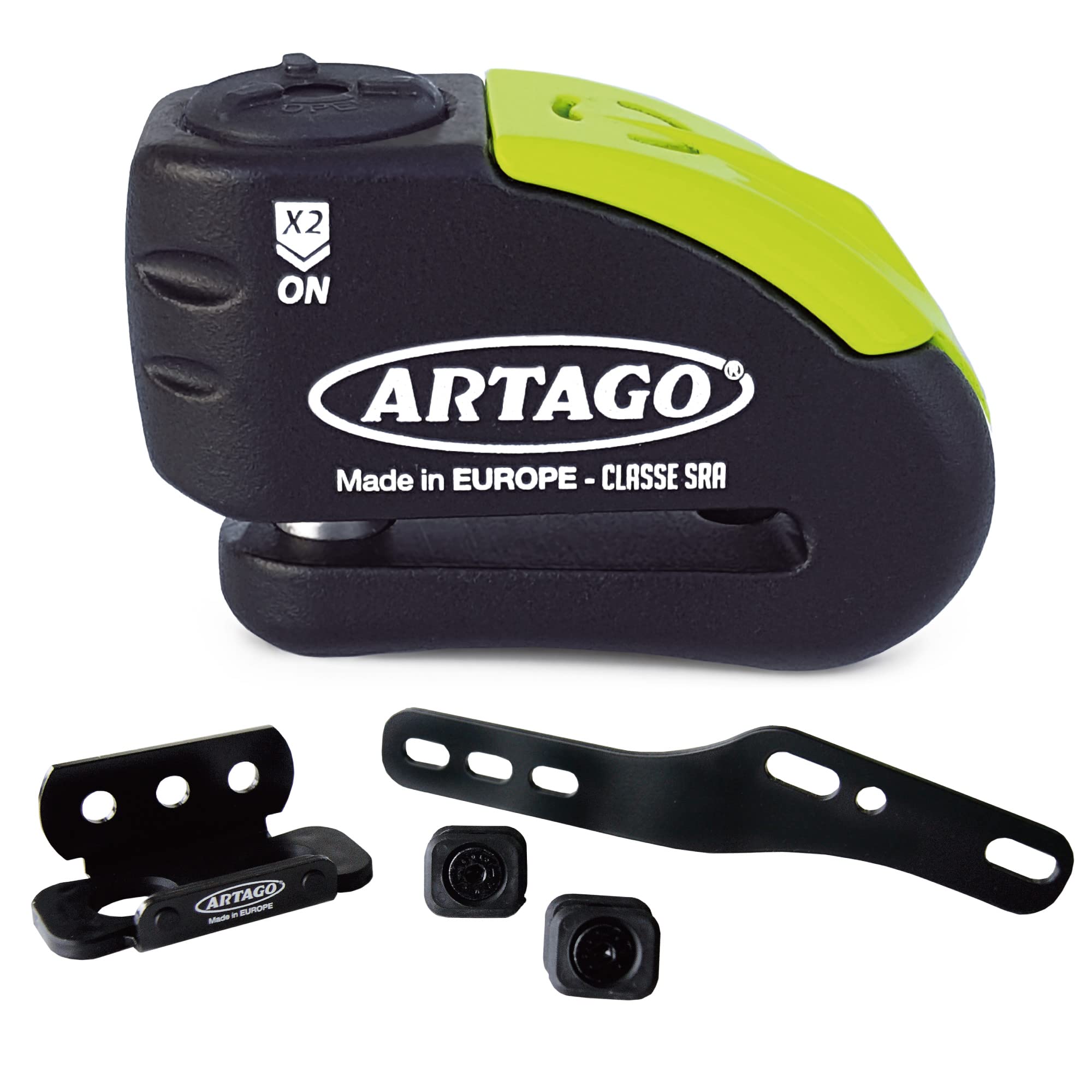 ARTAGO 30X7 Pack Anti-Theft Disc Lock with Alarm 120db High Security + Bracket for Honda CB650F and CBR650F, SRA Approved and Sold Secure Gold