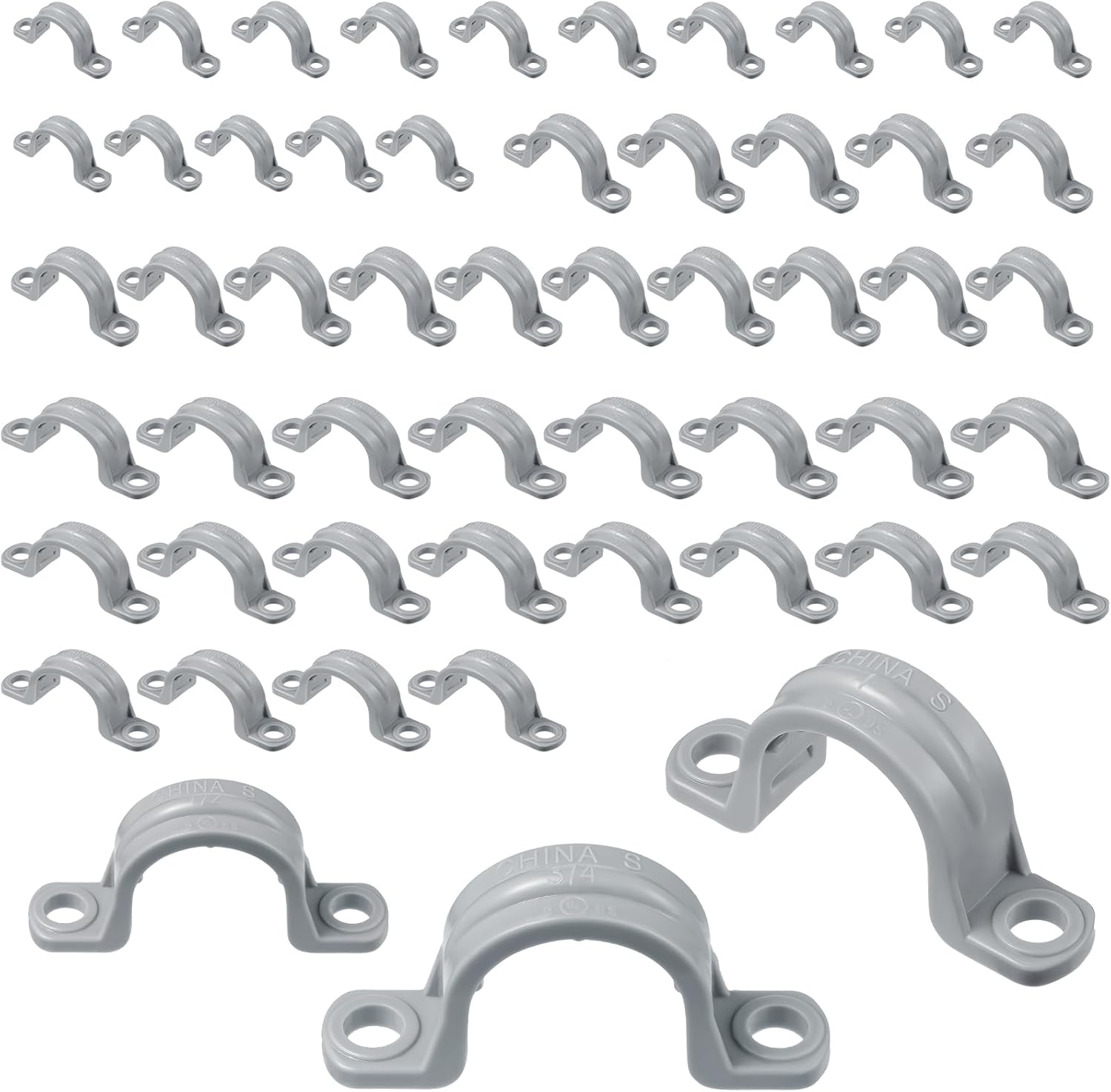 PVC Pipe Strap Two Hole Plastic Conduit Strap Grey Pipe Clamps Heavy Duty Conduit