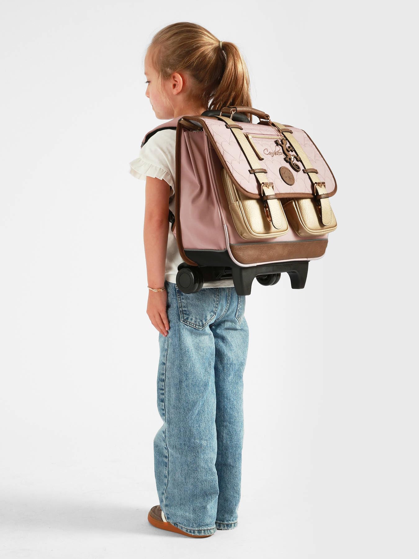 Cameleon Cartable à roulettes Rose 38cm Vintage Fantasy avec 2 compartiments - Idéal pour l'école primaire et la rentrée scolaire en CP, CE1 et CE2 pour fille et garçon