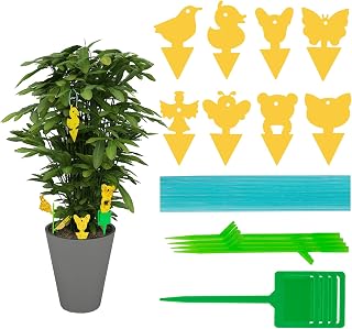 Halcyerdu 108 Pezzi Trappole per Insetti Volanti, Biadesivo Flycatcher, per la Protezione di Piante Ornamentali, Sticky trappole controlla i parassiti Volanti,Mosche Bianche, Foglia minatore