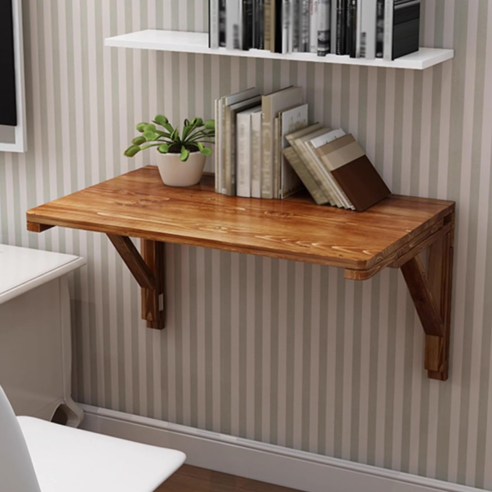 Mesa de pared plegable de madera maciza para montar en la pared, banco de trabajo que ahorra espacio para oficina en casa, cocina o espacios pequeños, diseño versátil