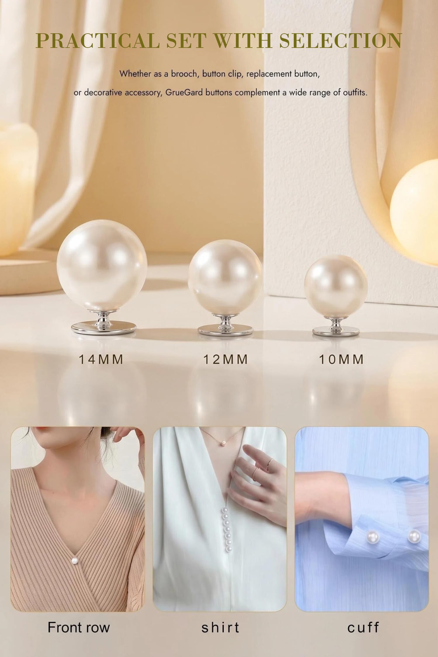 Broches para Ropa Mujer, Botones Perla sin Coser Camisa Decorativos Blancos, Pearl Buttons para Blusas Broche (Purple, Mixed Size*12)