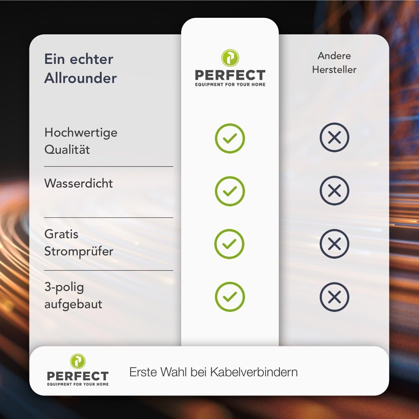 10x Kabelverbinder, IP68 wasserdicht, 3-polig, geeignet für Kabel mit Außendurchmesser 6,5-12mm, 10 Stück