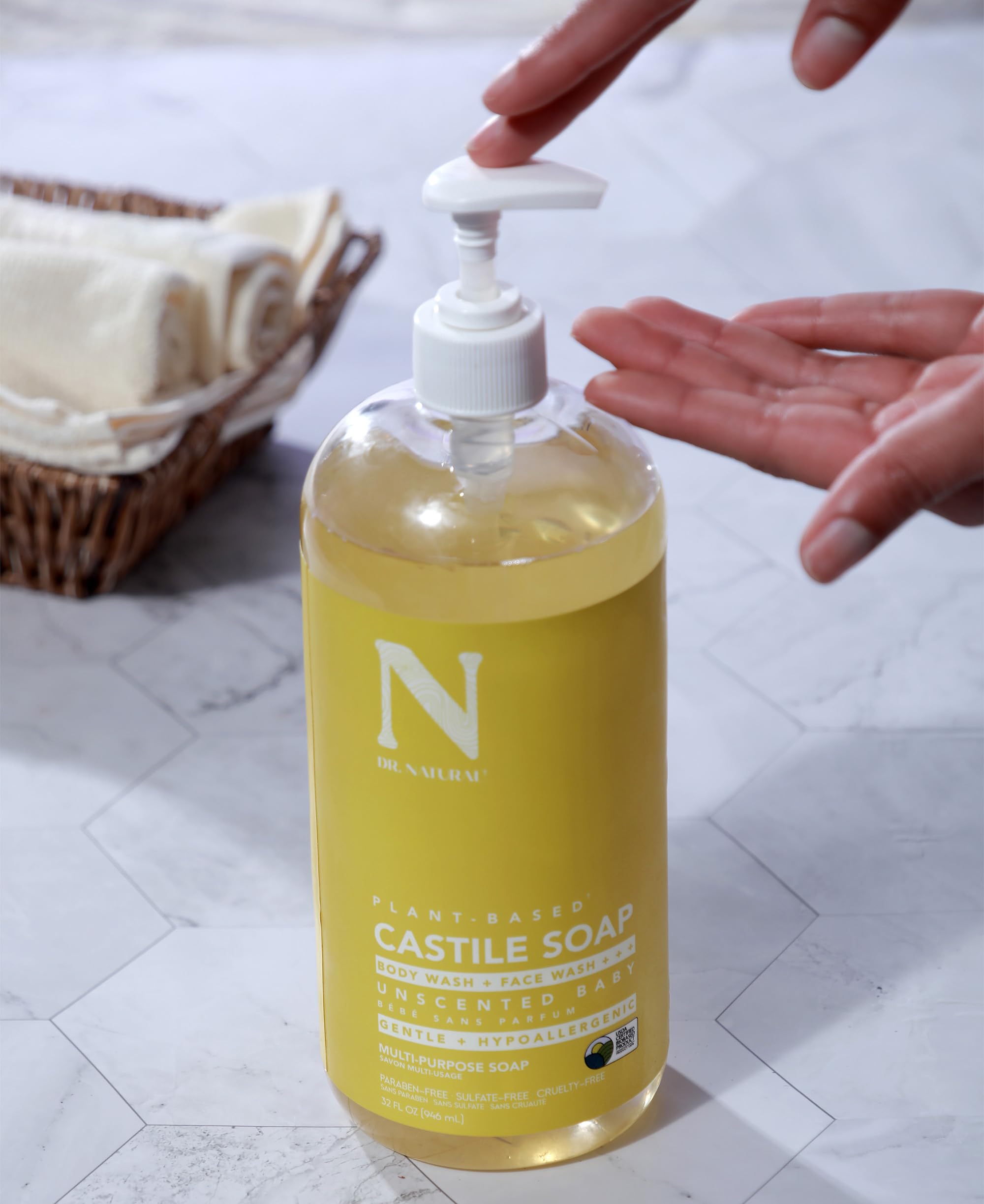 Dr. Natural Unscented Castile Liquid Soap, 2 pc