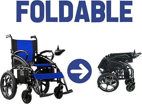 Miniatura 5 de Culver All Terrain - Silla de ruedas eléctrica plegable con motor doble, para todo terreno, silla de ruedas eléctrica, para adultos, soportes (azul)