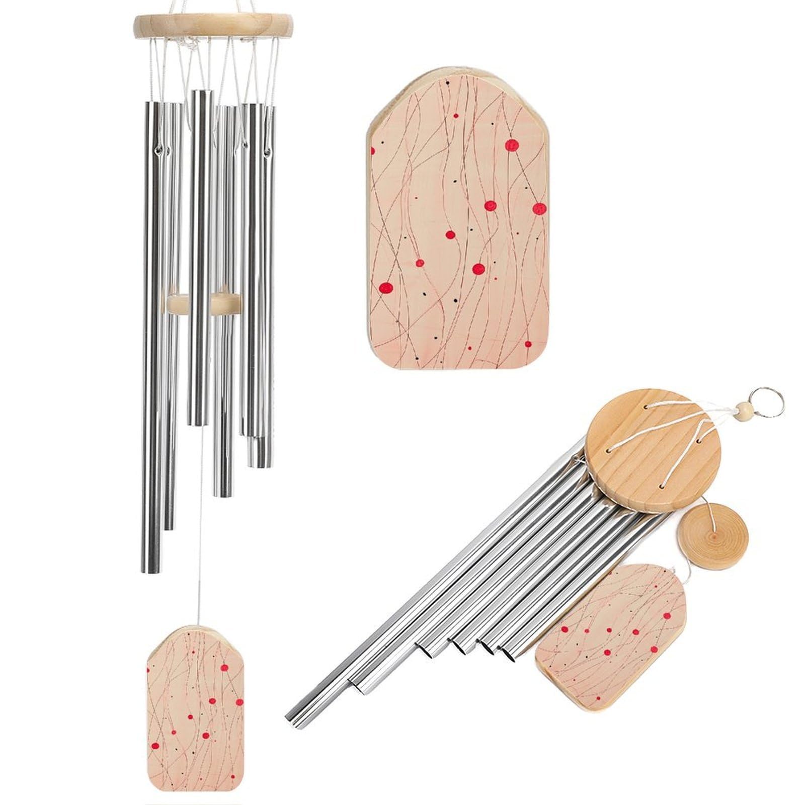 Light Peach Pattern Wind Chimes for Outside Memorial Gift Sympathy Wind Chimes Aluminum Tube Windchime with Hook Windbell for Outdoor Patio Garden Decor Housewarming Gift