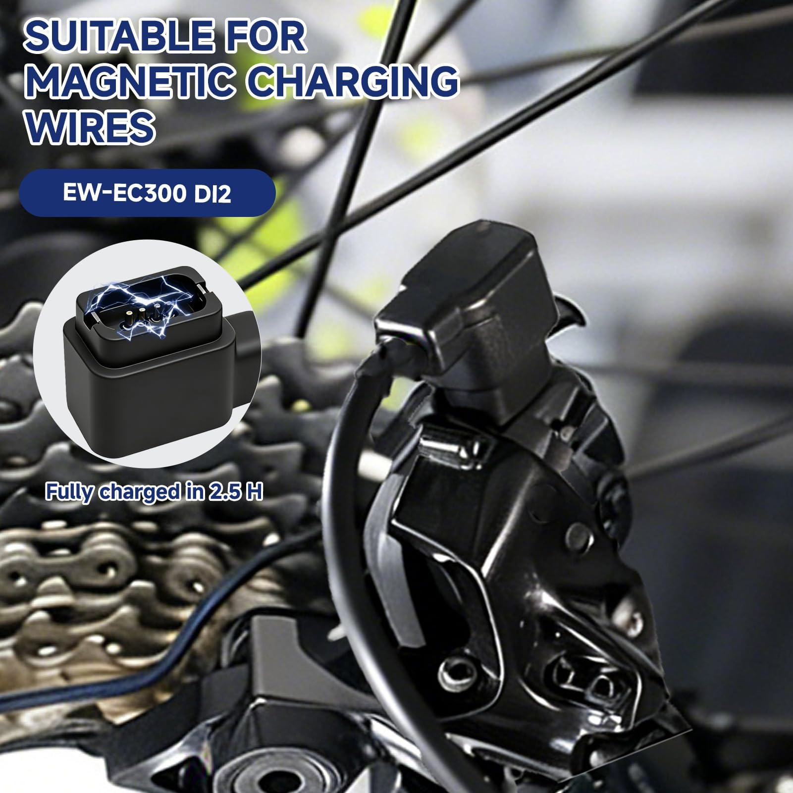 Cavo di ricarica EW-EC300 compatibile con Shimano Di2 a 12 velocità, caricatore rapido e sicuro per trasmissione bici da strada, cavo di ricarica EC300 magnetico per 105 7170 8170 9250 9250 9270
