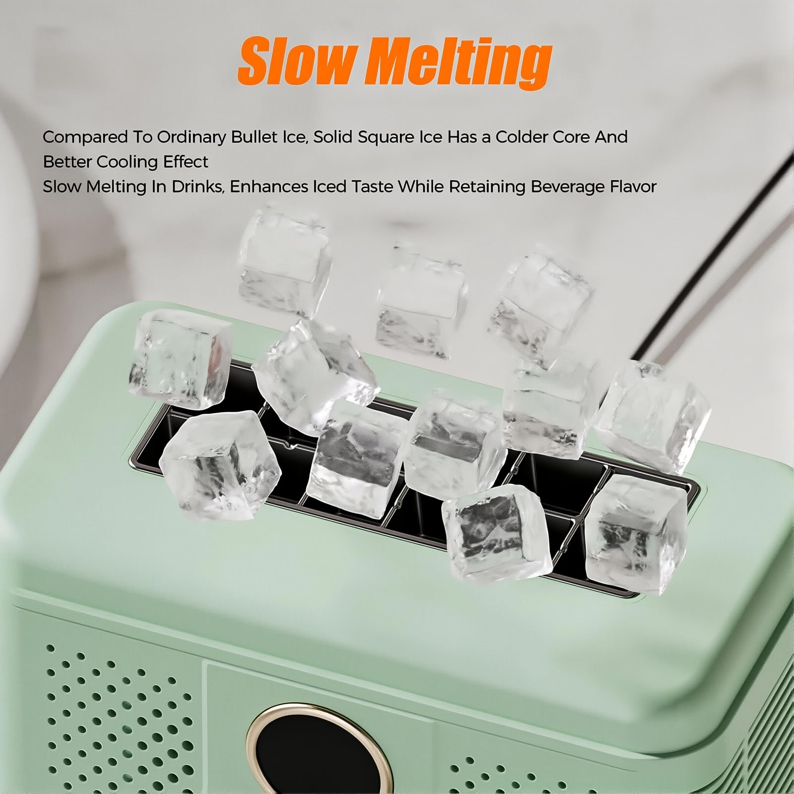 Macchina per Il Ghiaccio da banco, Macchina per Il Ghiaccio Portatile da Tavolo, con 12 cubetti in 10-15 Minuti, Mini Macchina per Il Ghiaccio compatta, per Ufficio, casa, Camper (White)