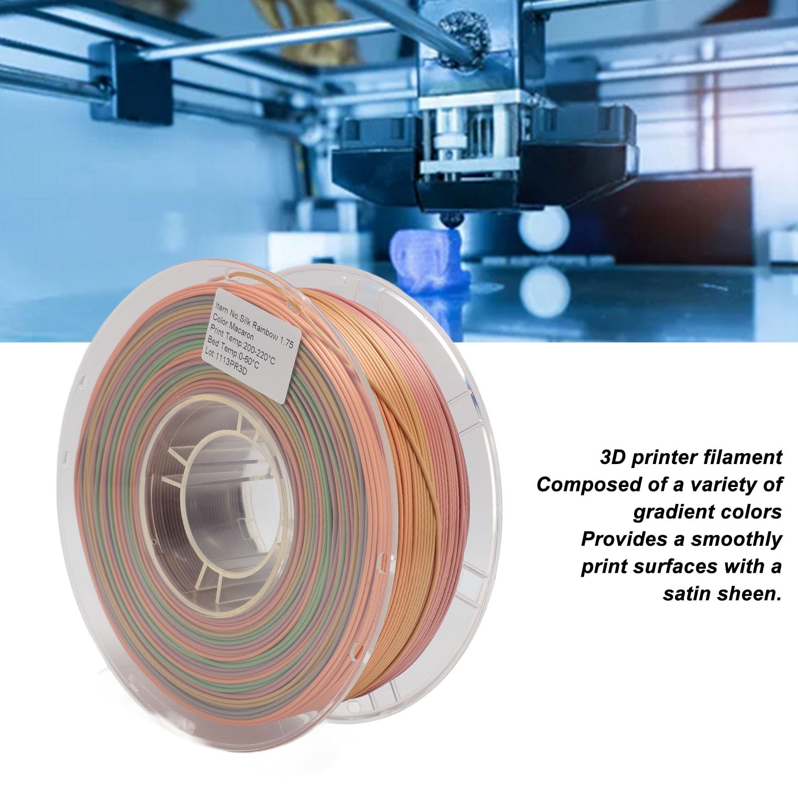 Jiawu Żywe, Gradientowe Kolory Filament PLA do Druku 3D, Wielokolorowy Filament 1,75 Mm Łatwy do Druku w Sztuce i Rzemiośle