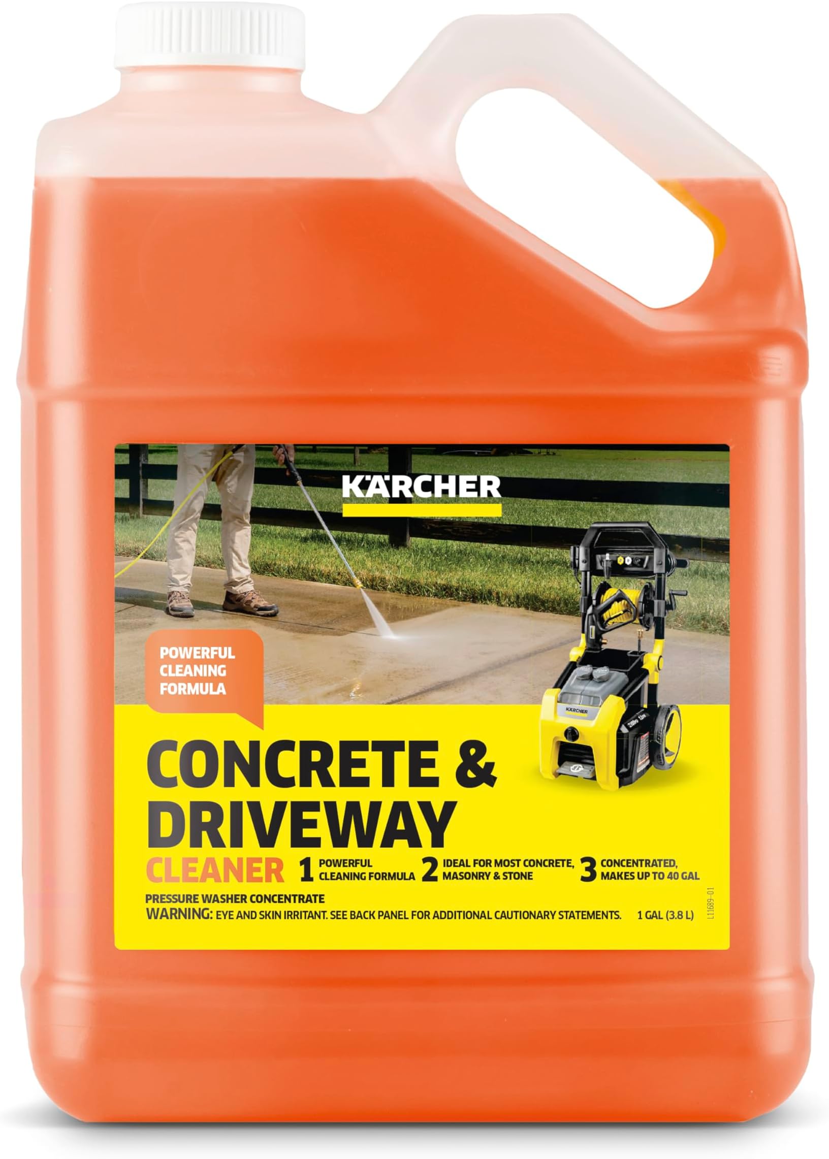 Kärcher Concrete & Driveway Cleaner, Cleans Concrete, Brick, Mansory, and Stone Areas, Highly Concentrated, Makes up to 40 gal of Cleaner, Readily Biodegradable, For Pressure Washers