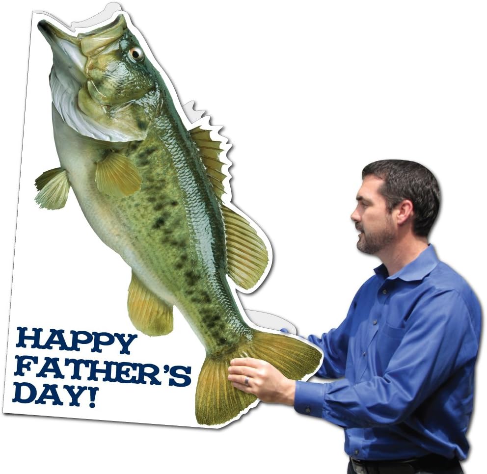 VictoryStore Jumbo Greeting Cards: Giant Father's Day Card with Envelope, Fish Shape Design, 2 feet X 3 feet