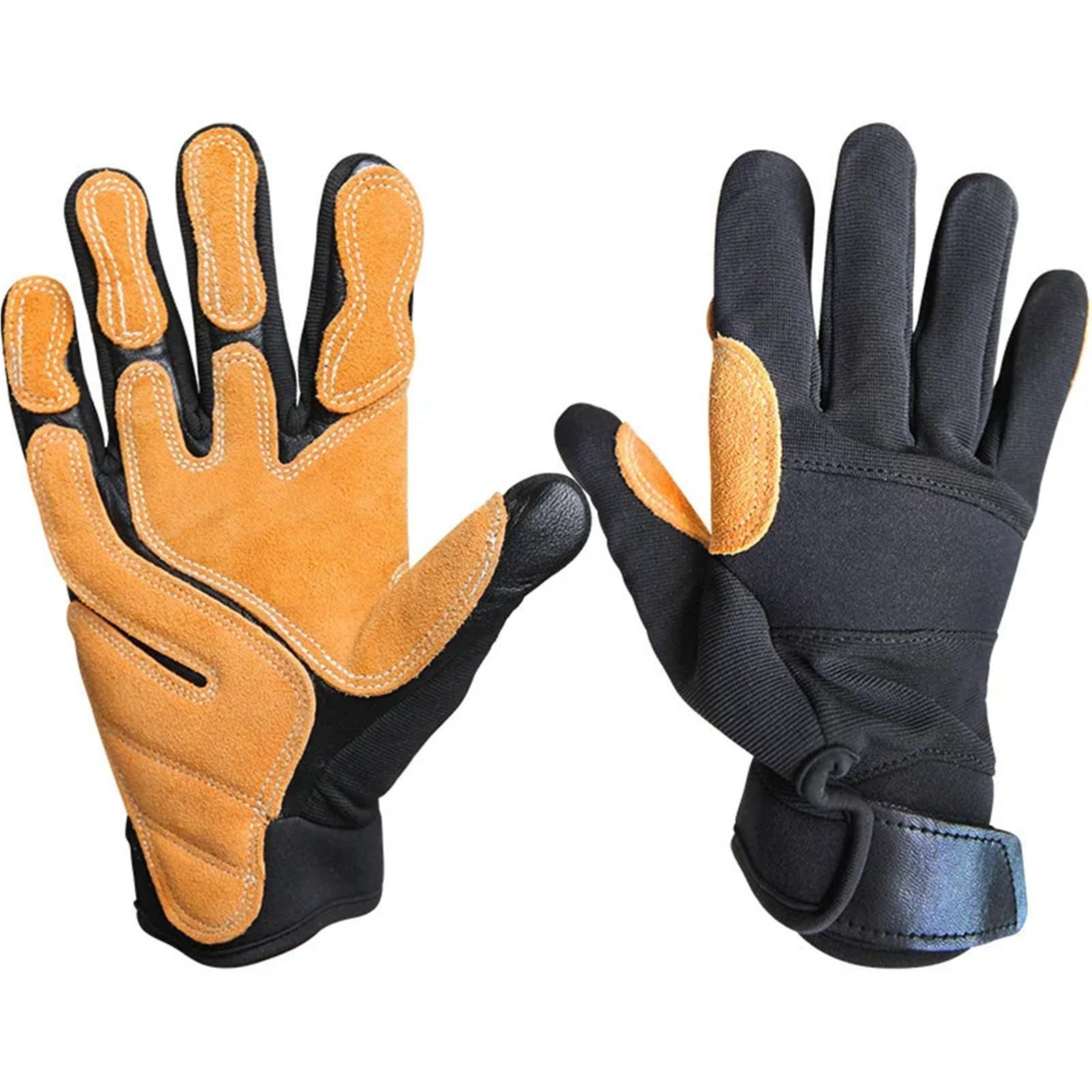 Genérico Guantes gruesos de escalada con dedos completos for entrenamiento de rappel, descenso, caída de cuerda y rescate al aire libre(Black)