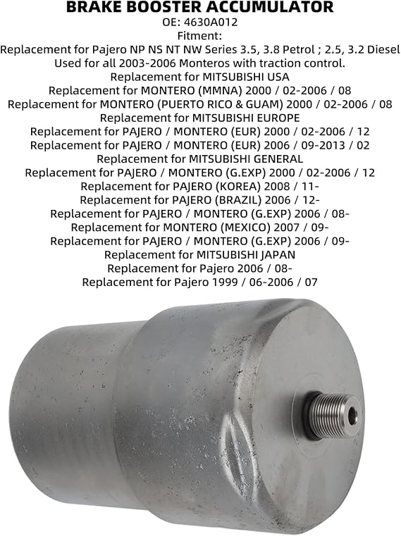Brake Booster Accumulator, Brake Master Cylinder Accumulator, 4630A012 Fit for Pajero NP NS NT NW, Easy to Use